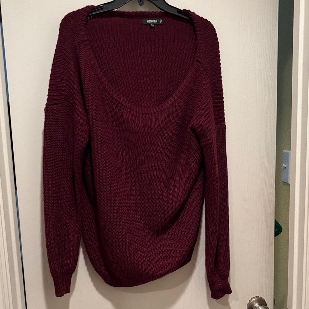 Missguided Burgundy Off-the-Shoulder Sweater